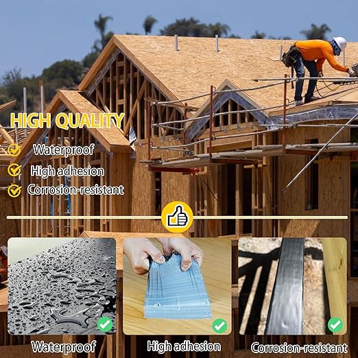 Black Joist Tape for Decking,2inx50ft,8-Pack,Deck Joist Flashing Tape,Black Butyl Joist Tapes for Joist,Roofs Beams,RV,Doors,and Fences,Anti-Corrosion,Weather-Resistant