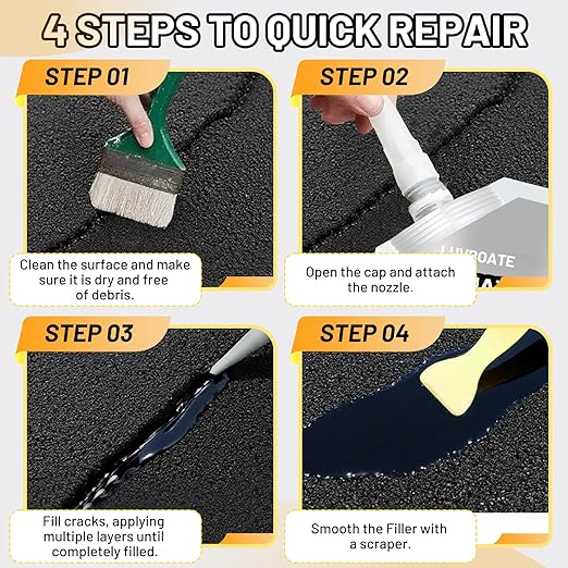 Asphalt Crack Filler, 1.5LB High Elasticity Driveway Crack Filler, Self Leveling Waterproof Repair Sealant for Driveway, Walkway, Road, Blacktop Concrete Joint, Indoor & Outdoor - Black (24.7oz)