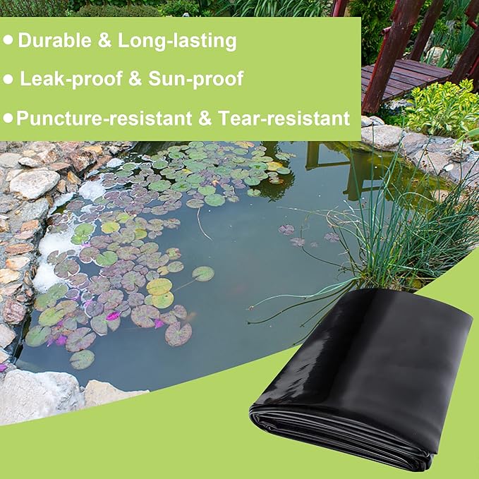Adroiteet 7 x 10 FT Pond Liner, 20 Mil Fish Pond HDPE Liner, Pond Liners for Outdoor Ponds, Koi Ponds, Garden Fountain, Waterfall