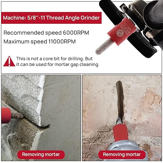 FOCSTOL Diamond Mortar Raking Bit - 5/16''x1''(8x25mm) Diamond Mortar Router for Mortar Raking Tuck Pointing Masonry Stone Brick Removal 5/8''-11 Thread
