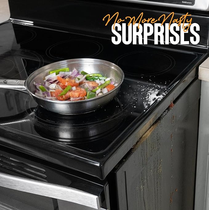 Linda’s Essentials Stove Gap Covers Stainless Steel (2 Pack), 316 Stainless Steel Stove Gap Covers Heat Resistant Oven Gap Filler Seals Spaces Between Stovetop and Counter (25.4 Inches, Black (Steel))