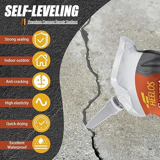 Concrete Crack Filler, 9Packs Premium Concrete Crack Sealant, Weather-Resistant Caulking Glue,Quick-Drying & Waterproof Repair Adhesive for Slabs, Driveways, Sidewalks (Grey)