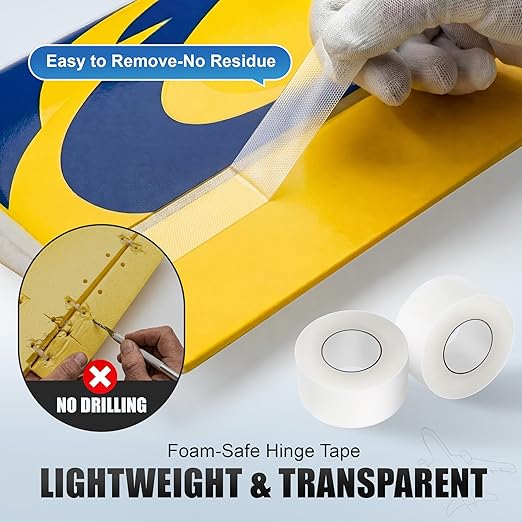 1" x 10 Yards Foam RC Plane Hinge Tape, Model Airplane Hinge Control Surface Tape for Aileron Elevator Rudder, Flexible Transparent Adhesive for Foam RC Airplane Repair, 2 Roll