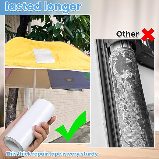 Tikfoam Waterproof Repair Tape for Fabric, Plastic, Awning, RV Underbelly, Tarp, Tent, Sail and Boat Cover Outdoor Repair Patch, Heavy Duty,6 Inch x 10FT White