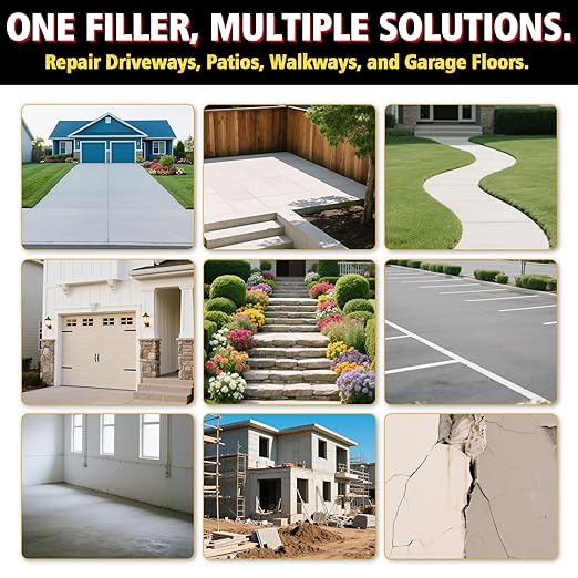 Concrete Crack Filler, 17.63Floz High Elasticity Liquid Cement Crack Filler, Self-Leveling Waterproof Repair Sealant for Driveway, Walkway, Patio, Hole, Indoor & Outdoor -Quick Drying, Permanent Fix