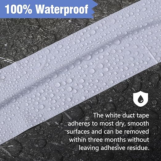 3 Pack White Duct Tape, 1.89 Inch x 60 Yard Total Waterproof Duct Tape for Indoor Outdoor Repair Fixing Reinforcement