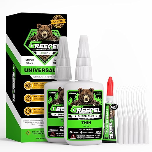 4 Oz Thin Liquid Clear Super Glue + 3g Gel Glue, Cyanoacrylate Adhesive for Woodworking, Ceramic, Plastic, Metal, Crafts & Repairs