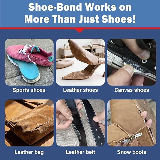 2Pack 30ML Clear Shoe Glue - Shoe Repair Adhesive, Repairs Soles, Heels, Patches Small Holes - Bonds on Contact, Dries Within 24 Hrs, Waterproof - Works on Leather, Rubber, Vinyl, Canvas