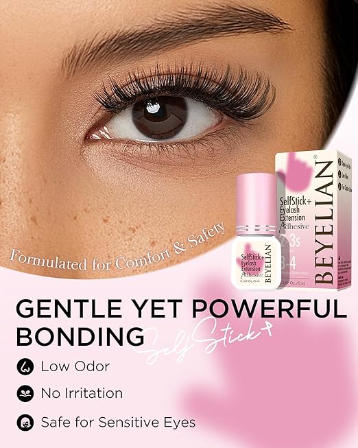 BEYELIAN Lash Cluster Glue Strong Hold Eyelash Extension Black Glue Long Lasting 3-4 Weeks Waterproof & Hypoallergenic Formaldehyde-Free for Open Eyes DIY Salon Use Only(5ML)