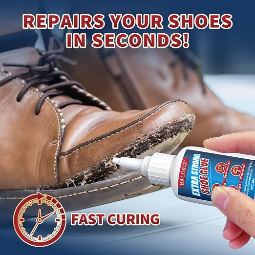 Shoe Glue 30g, Instant Glue Sole Repair Heavy Duty, Quick Dry & Strong Adhesive Repair with Anti-Clog Cap, Shoe Adhesive for Rubber Soles, Boot, Sneaker, Sandals, Leather, Handbags and More