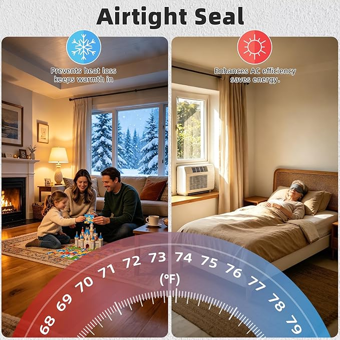 ESUFEIR Window Sealing Tape,20 Mil Thick Transparent Weather Seal Tape for Blocking Winter Drafts & Preventing Cool Air Loss in Summer,Waterproof & Oil-Resistant for Bathroom Kitchen (2" W x 33' L)