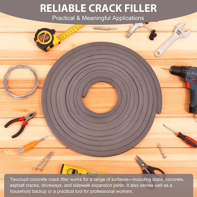 Flexible EPDM Rubber Strip (25 ft Long x 1/2 inch Wide) - Concrete Crack Repair & Replacement, Weather & Aging Resistant Expansion Joint Filler for Driveways, Sidewalks