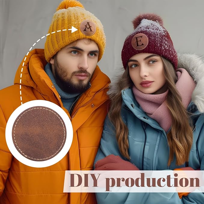 SmallCat 10 PCS Round Leather Patches for Hats, Iron on Blank Patches, Artificial Leather Patches for Laser Engraving, Repair Patches for Sewing Crafts for Hats, Jackets, Backpack, Jeans - Brown