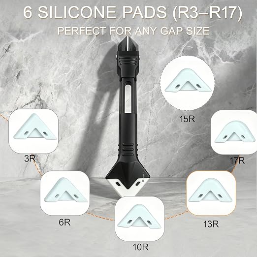 3 in 1 Caulking Tool – Silicone Caulk Remover with Scraper & Grout Removal, Sealant Finishing & Smoothing, Adhesive Residue Scraper, Caulk Finishing Kit for Home, Bathroom, Kitchen, Window, Sink