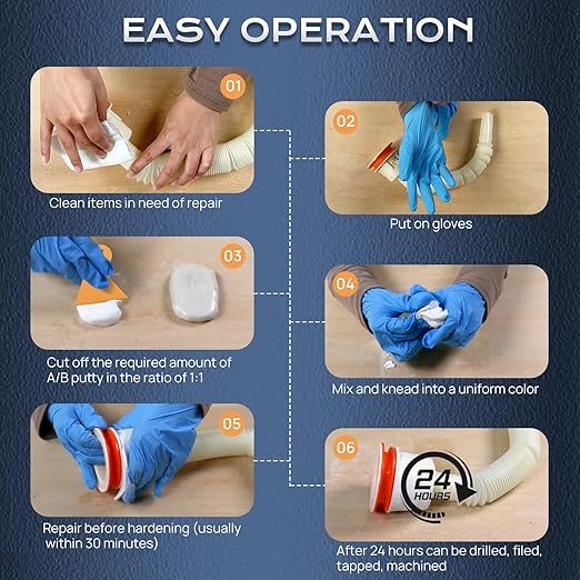 Boncart Epoxy Putty, Multi-Purpose 2-Part Epoxy Filler, Fast Repair Metal AB Putty, High Strength, Strong Adhesion, Compatible with Metal, Plastic, Ceramic, Stone and Wood (400g, White)