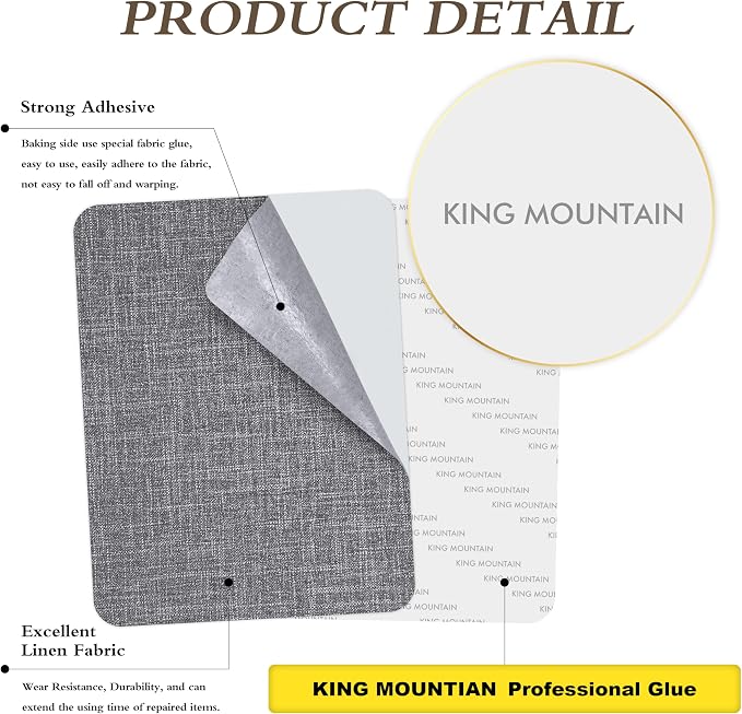 Fine Linen Repair Patches, Self-Adhesive Linen Fabric Patches, 8X11 inch Extra Size, Multi Color, Can be Used for Linen Sofa Repair (8" x 11",Dark Grey 3.0)
