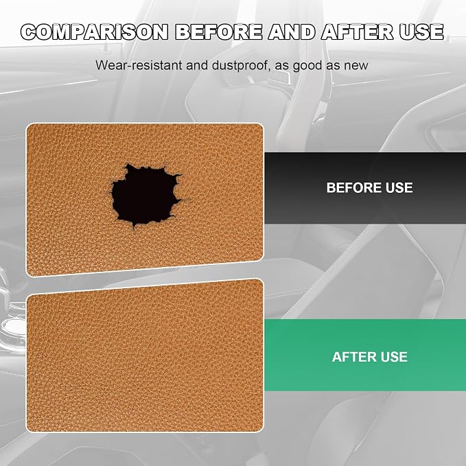 2 PCS Leather Repair Patch Tape, 4 x 8 Inch PU Vinyl Repair Patches for Car Upholstery Seat, Waterproof Self Adhesive Leather Tape Repair Kit for Furniture Couches Chairs (Yellow)