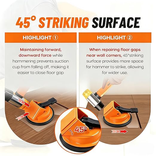 Heavy Duty Floor Gap Fixer Tool with Enhanced Suction Cup, Professional Laminate and Vinyl Plank Flooring Repair Kit, Includes Reusable Sticky Pads for Smooth and Textured Surfaces