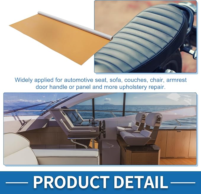 Self Adhesive Leather Repair Patch Strong Stickiness 39"x53.9" Leather Repair Tape PVC Faux Leather Khaki 1 Pcs