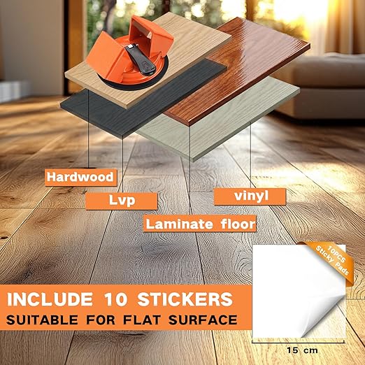 REXBETI Floor Gap Fixer Tool, Plank Gap Repair Kit, Heavy Duty Suction Cup Laminate Flooring Tool, Double 45° Widened Striking Face, 10pcs Sticky Pads for Fixer Laminate/Vinyl Flooring/Hardwood