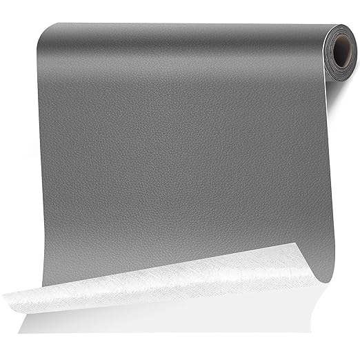 Leather Repair Tape Patch, 35.4" x 79" Self Adhesive Leather Patches for Furniture,Vinyl Repair Kit for Car Seat, Couch, Chairs, Boat Seat, Sofa Dark Grey