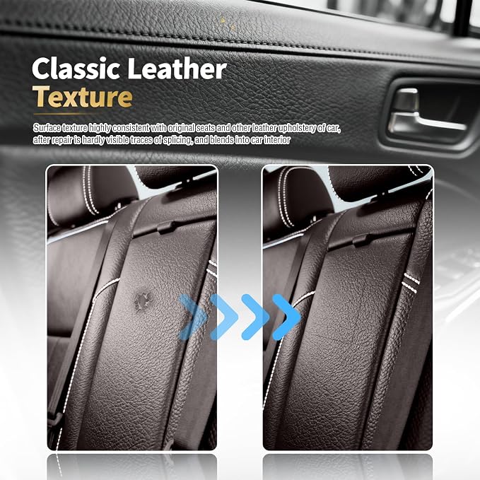 2PCS 8×4 Inch PU Leather Patch for Car Seat Repair,Self-Adhesive Leather Repair Patch Tape Vinyl Repairs Kit,Portable Car Leathers Repairs Kit (Dark Brown)