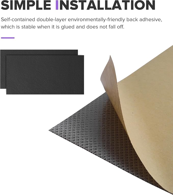 2PCS Leather Repair Patch,Car Accessories Universal PU Vinyl Self Adhesive Leather Repair Patch for Car Upholstery Seat,Ideal for Covering Tears,Scratches (Black)