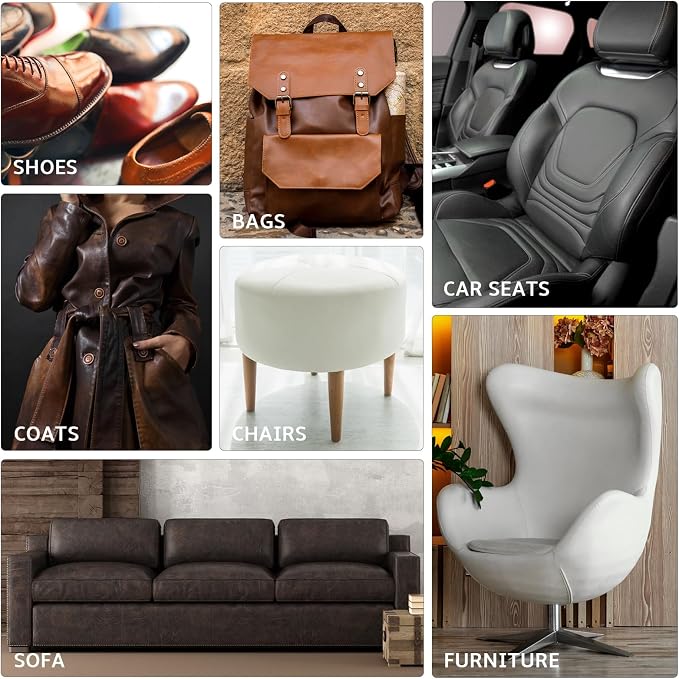 Black Leather Repair Kit for Furniture, Leather Couch Repair Kit for Car Interior, Car Seats, Sofa, Jacket and Purse, Vinyl Repair Kit with Color Matching Guide, Restores Artificial, Genuine Pleather