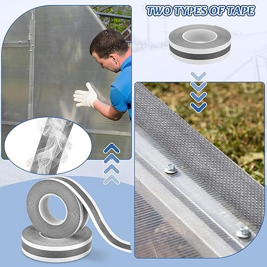 Fuyoooo 1 Rolls 1" x 65.6ft Vented Tapes, Waterproof Self Adhesive Greenhouse Tape, UV Resistantheat Resistant for Greenhouse Roofing Outdoor Repairs