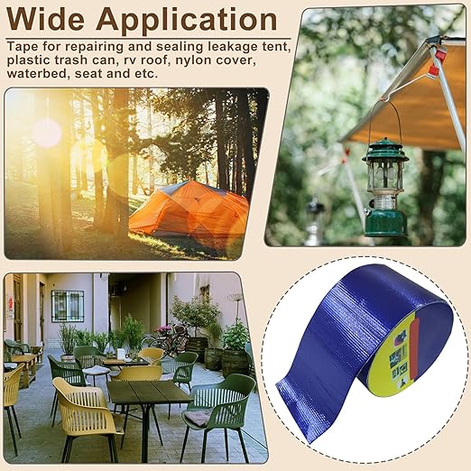 Waterproof Repair Tape, UV-Proof Multi-Surface Instant Seal Patch Repair for RV Awning, Boat Cover, Tent, Tarp & Canvas (3 Inch x 24.6FT, Blue)