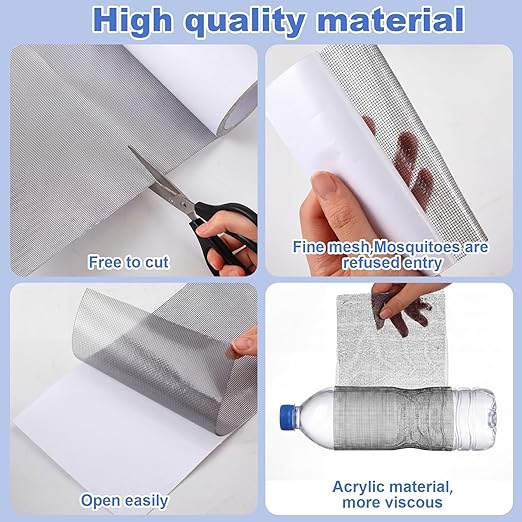 CroBlissful Extra Wide 5 inch x 30 ft Window Screen Tape Mesh Repair Strong Adhesive Waterproof Fiberglass Screen Repair Kit Patch for Window Door Tears Holes(Black)