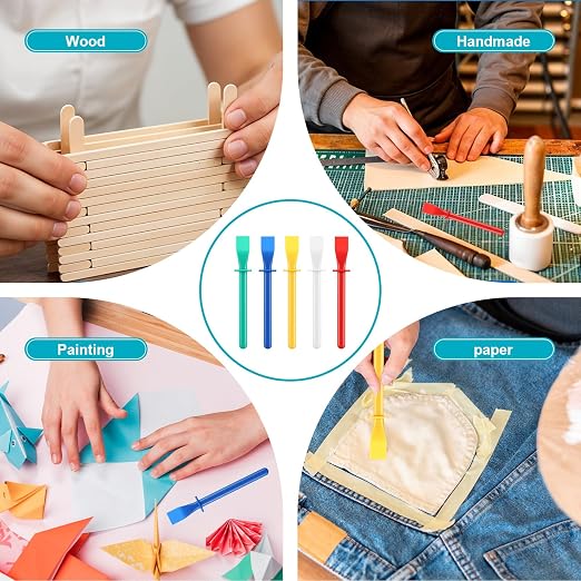 30PCS Glue Spreader Tool, Colored Plastic Glue Sticks Glues Brush Applicators Smear Sticks Easy Clean Glues Brushes Spreaders for DIY Art Leather Craft Woodworking Projects