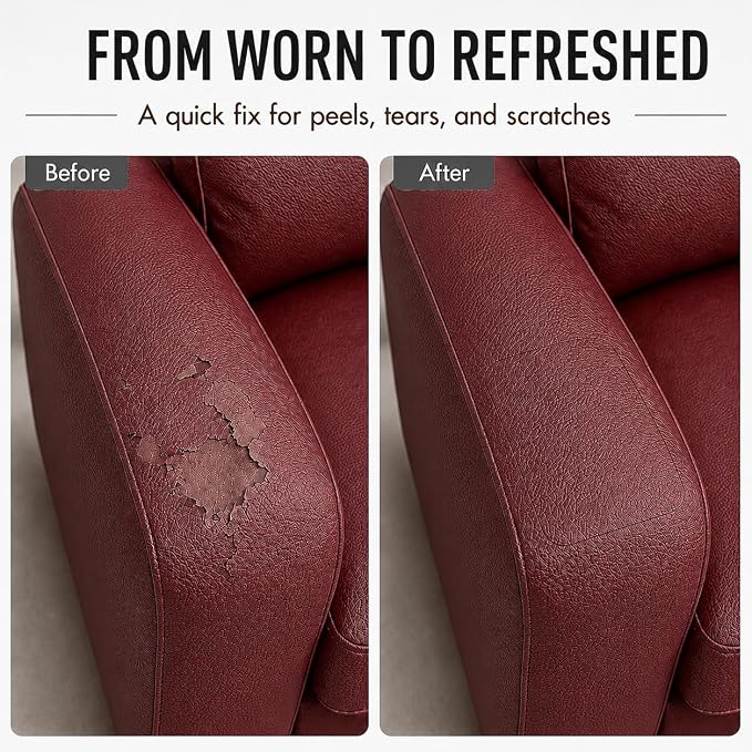 Self Adhesive Leather Repair Patch 24x54 Inch, Large Vinyl Repair Kit | Leather Tape for Furniture, Couch, Sofa, Car Seats. Waterproof, Strong Adhesion, Easy Cut Pleather Patch Waterproof Scratch