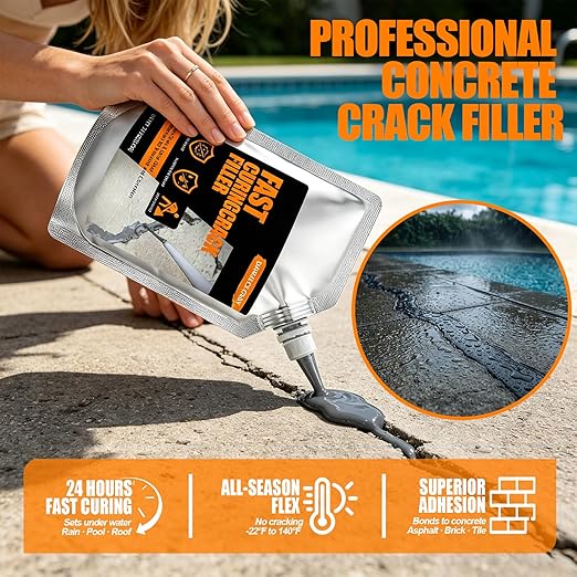 Concrete Crack Filler 6 PACK, Self-Leveling Cement Crack Repair,High Elasticity And Fast Drying, Waterproof Sealant for Driveway, Sidewalk, Patio, Concrete Joint, Indoor and Outdoor Use – Gray (113oz)