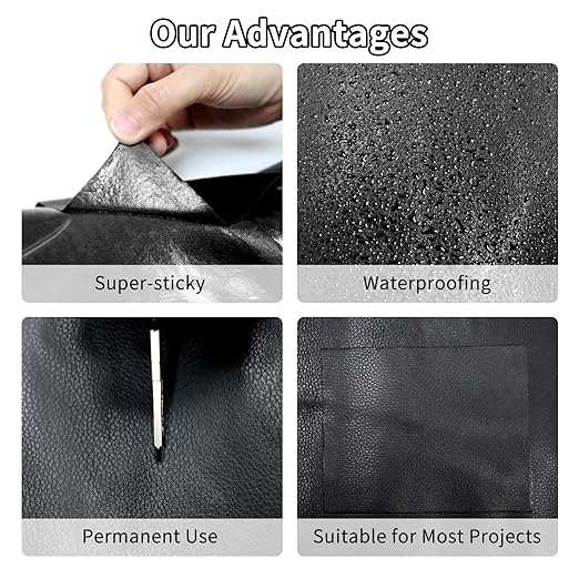 BSZHTECH Leather Repair Tape Self-Adhesive Leather Repair Patch for Couch Furniture Sofas Car Seats Advanced PU Vinyl Leather Repair Kit (Black, 3.9X79 inch)