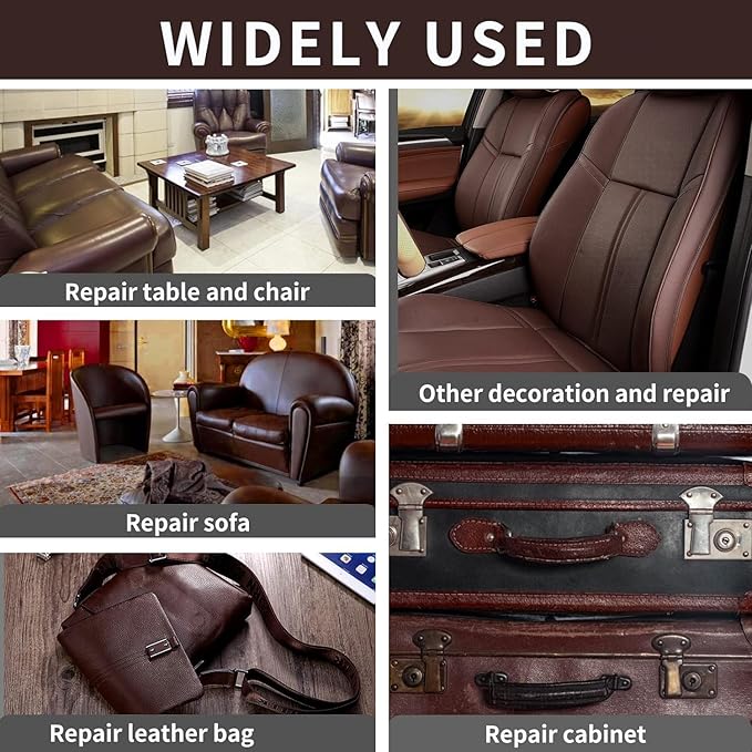 Leather Repair Patch, 17X316 Inch Self Adhesive Leather Repair, Large Vinyl Patch Tape for Couches, Furniture, Car Seats, Cabinets, Wall, Handbags （Brown, 17X316 Inch）