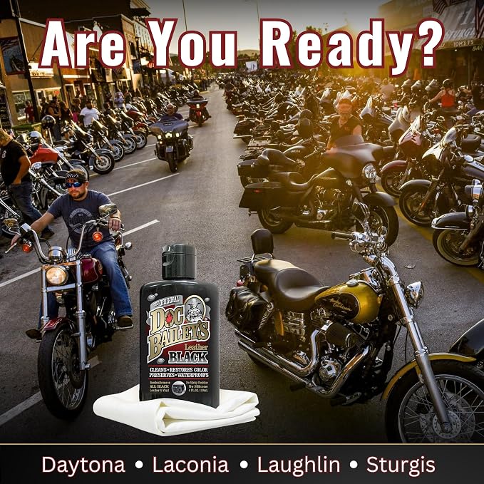 Black Leather Detail Kit - All-in-One Leather Cleaner, Conditioner, Dye & Waterproofer - Restores Faded Black Leather, Vinyl & Rubber for Motorcycle Seats, Jackets, Boots & Cars 4oz