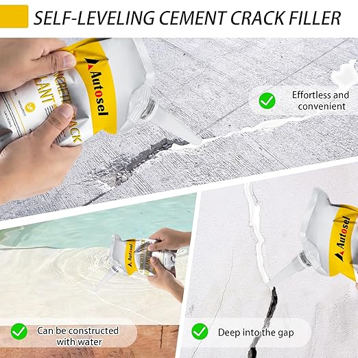 Cement Crack Filler, Concrete Crack Filler, Fast-Drying Driveway Crack Filler, Self-Leveling Caulking Sealan Effectively Repairs Cracks in Driveways, Sidewalks, and Window Sills -4 Pack, White