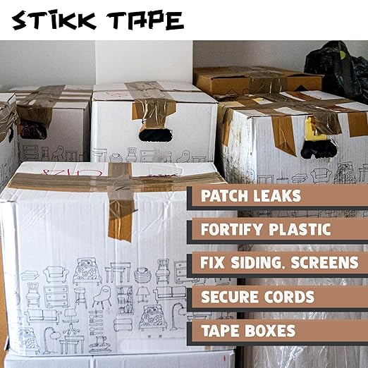 STIKK Duct Tape - Tan Duck Tape - 3 inch x 25 Yards - Heavy Duty Tape for Repairs, Household Projects - for Commercial HVAC and Construction - Effective Heavy Duty Waterproof Duct Tape