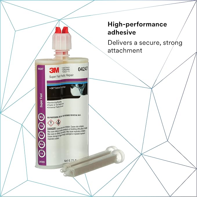 3M Super Fast Plastic Repair Adhesive, 04248, Black, 200 mL Cartridge, Plastic and Tab Restoration
