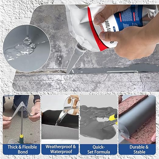Concrete Crack Filler, Concrete Crack Repair Sealant, Weather-Resistant Crack Caulking Glue, Fast-Drying Crack Repair Adhesive for Slabs, Sidewalk, Foundation & Garage – Indoor Outdoor Use (5 Pack)