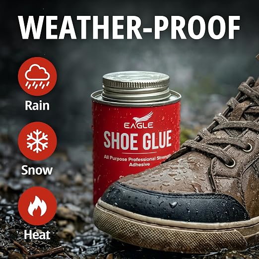 Eagle Shoe Cement – Heavy Duty Shoe Sole Glue for Repair – Strong Waterproof Shoe Adhesive for Sneakers, Boots, and Rubber Soles – Leather and Rubber Shoe Glue for Sole Repair (4 oz)