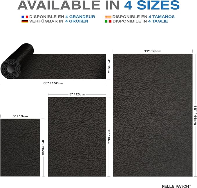 Leather Car Seat Repair Kit Black - 25 Colors Available - Original 5x8 - Black