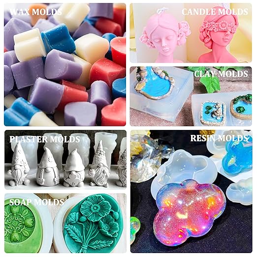 Silicone Mold Making Kit - 100oz Translucent Liquid Silicone Rubber with 3 Color Pigments, 1:1 Mixing for Mold Making, Fast Curing Molding Casting Kit for Resin, Candle Molds, Soap Molds, DIY, Plaster