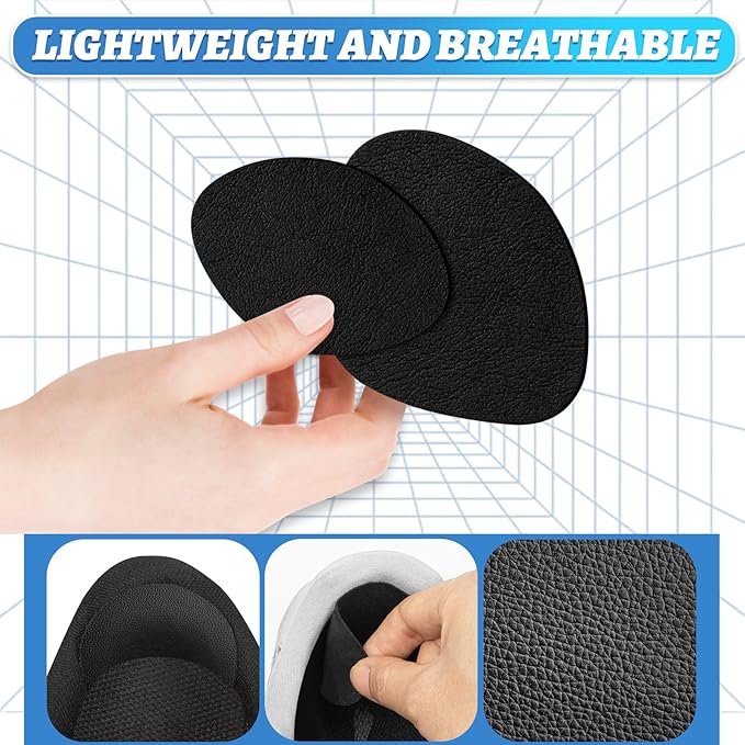 16Pair Shoe Hole Repair Patches, Self-Adhesive, Microfiber Leather, for Sneakers, Leather Shoes, High Heels, Black