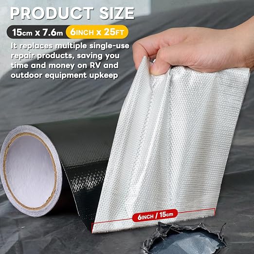 YINTTIAN 6 Inch RV Underbelly Tape, Heavy Duty Waterproof Heat-Resistant | Outdoor Repair Patch for Awning, Tarp, Sail and Boat Cover, Permanent Seam Tape for RV Camper Mobile Home