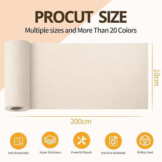 Fabric Repair Tape, Self-Adhesive Couch Patch Repair Fabric Patches for Furniture, Couch Repairing Kit Tape for Upholstery, Carpets, Chairs, Sofas, Pillows Linen 4x80 Inch Pale Yellow