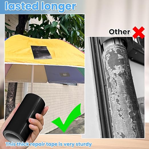 Tikfoam Waterproof Repair Tape for Fabric, Plastic, Awning, RV Underbelly, Tarp, Tent, Sail and Boat Cover Outdoor Repair Patch, Heavy Duty,5 Inch x 10FT Black