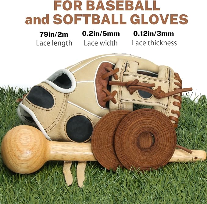 Softball Baseball Glove Lace, Mitt Lace Repair Kit Includes 2 Leather Laces and Lacing Needle for Catcher's Glove