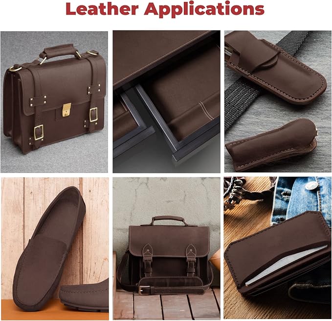 ELW Crazy Horse Leather 5-6 OZ (2-2.4mm) | Dark Brown | Pre-Cut 8"x10" | Full Grain Cowhide Handmade Leather for DIY, Crafts, Sheaths, Sewing, Workshop